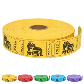 ESSENTIAL 1000 Raffle Tickets Rolls, Meal Tickets Single Roll for Events, Leisure, Movie Watching, Entertainment, Class Reward & Prizes - 5 Color Selection (Yellow)