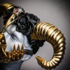 ILOVEMASKS Gold Raven Ram Horn Headband with Steampunk Mouth Mask
