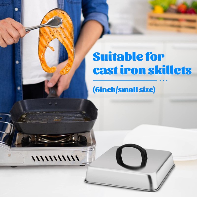 Small 6in Cheese Melting Dome, HaSteeL Stainless Steel Square Basting