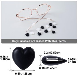 HINZIC 10 Pairs Heart Eyeglasses Ear Grips Soft Silicone Retainers Behind The Ear Hooks Anti-Slip Holder Eyeglasses Stopper for Sunglasses, Reading Glasses Women Men - Black, White