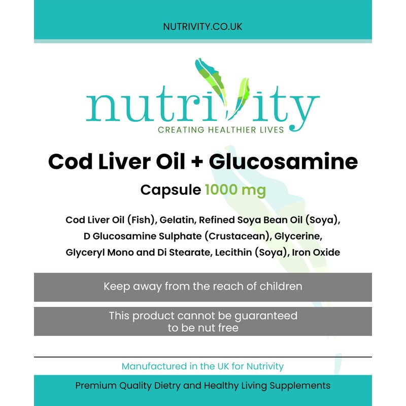 Cod Liver Oil + Gluco 1000mg Capsules Nutrivity UK for