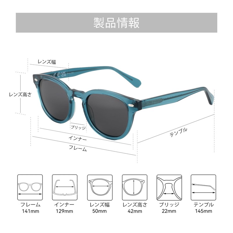 ZENOTTIC Polarized Sunglasses, Women's, Men's, UV Protection, Round, Handmade, Acetate