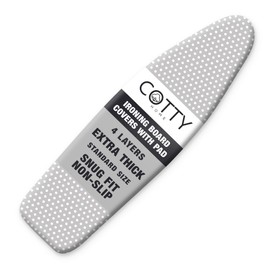 COTTY HOME Extra Thick Ironing Board Covers with Pad Standard Size 15x54, Heat Reflective Full Scorch Resistant Padding, Snug Fit Non-Slip Nose Pocket Fastener Straps Elastic Edges, Gray Spotted