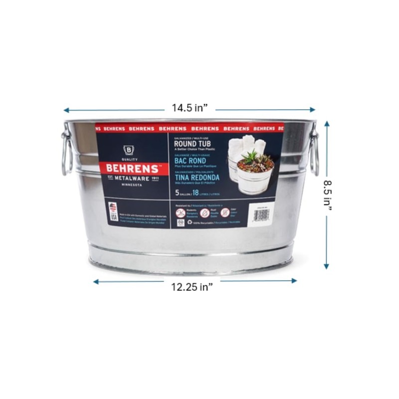 Behrens 5 Gallon Round Steel Tub (1 Tub)