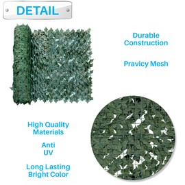 Patio Paradise 39" x 117" Faux Ivy Privacy Fence Screen Dark Green Artificial Leaf Vine Hedge Outdoor Decor-Garden Backyard Decoration Panels Fence Cover - 1 Piece