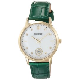 Armitron Adventure Women's Genuine Crystal Accented Date Function Croco-Grain Leather Strap Watch, 75/5834