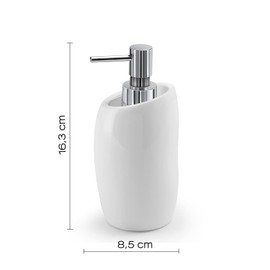 Gedy G-Iside, White, Dimensions and Weight Soap Bathroom: 16.3 x 9.1 x 8.5 cm & 0.34 kg, Made of Resin and Sand, Design Dispenser R&S, 2 Year Warranty, unica