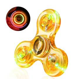 SCIONE Crystal LED Light Fidget Spinner for Kids,LED Light up Fidget Toy for Toddlers,Glow in The Dark Party Supplies Stress Relief for Children Adults（Crystal-Yellow）