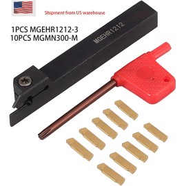 ZHOUZIMI MGEHR 1212-3 External Grooving Lathe Cutter Boring Bar + 10x MGMN300-M Inserts