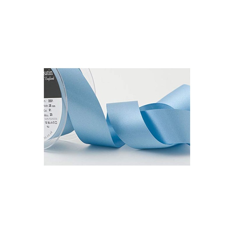 Berisfords Double FACE Poly Satin Ribbon, Dusky Blue, 10.5x10.5x4.6 cm