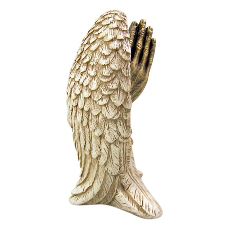 Angel Wings with Praying Hands Cast Resin Figurine Statue, 5