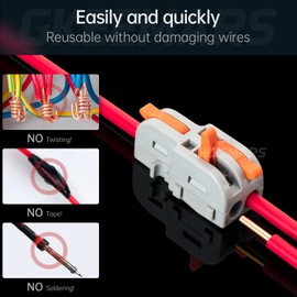 GKEEMARS 50Pcs Mini Electrical Wire Connectors, DIY Splicing into 4/6/8/9/10 Way Butt Terminal Block Connectors (1 in 2 Out - Nylon)
