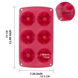 webake Mini Gugelhupfform Silikon Gugelhupf Backform 2 Stück 7,5 cm Kuchenform Klein Silikonform 6er mit Antihaftbeschichtung 29x18,5x3,8cm, Rot