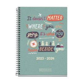 Miquelrius - Agenda Year 23-24, from September 2023 to June 2024, Size 11.8 x 17.5 cm, Week to View, Recycled Diary, Beside You, Spanish-English