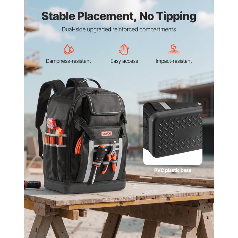 VEVOR Tool Backpack, 56 Pockets, Heavy-duty Tools Storage Organizer Bags