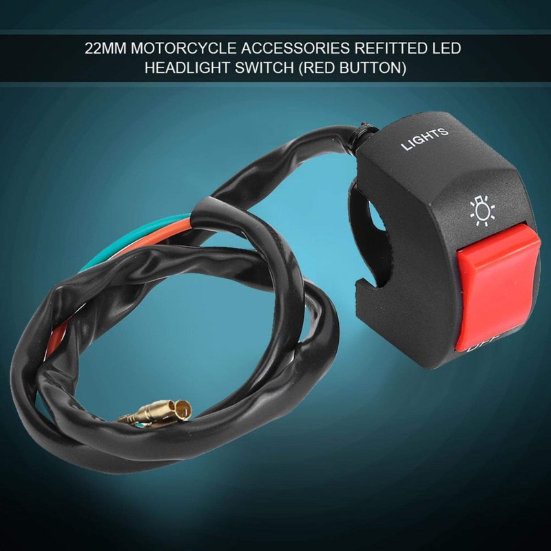 Motorcycle Handlebar Mount Switch, Universal 12V 10A 7/8inch Mount LED