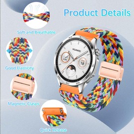 RanBluu 20 mm 22 mm Nylon Strap, Braided Replacement Strap, Elastic Watch Strap with Magnetic Clasp (20 mm, Colourful 2)