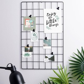 Vilde Wall Grid Black Photo Wall Photo Wall Photos Made of Metal Pin Board Metal Grid Photo on the Memo Board Hanging 58 x 36 cm