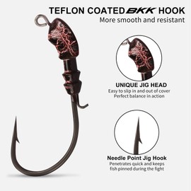 TRUSCEND Swim Jig Fishing Lures with Teflon Coated Super Point BKK Hook, Tour Grade Skipping or Swinging Jig Tied with Stainless Wire, Skirted Bass Jigs Great for Flipping/Pitching, Weedless Bass Lure