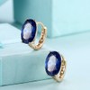 Small Round Hoop Earrings For Women Girls Cubic Zirconia Blue