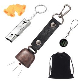 FUSHUI Bear Bell, Silencing Function, For Mountain Climbing, Trekking, Mountain Walking, Wild Vegetable Catching, Mountain Stream Fishing, Bear Bell with Whistle, Includes Storage Bag, Avoiding Beasts
