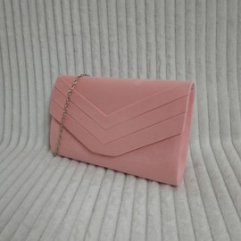 fi9 Women's Stylish Suede Envelop Style Bridal Wedding Evening Clutch Party Purse Hand Bag (Baby Pink)