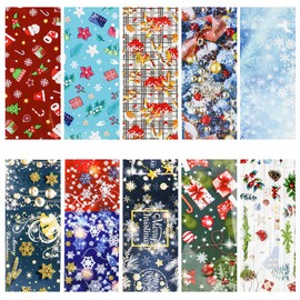 WOKOTO 10 Rolls Christmas Nail Art Foil Stickers Tips Winter Design Nail Wraps Transfer Decals Starry Sky Star Manicure DIY Kit for Women