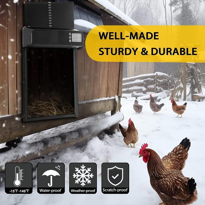 Automatic Chicken Coop Door with LCD Display | Weatherproof, Predator-Resistant,