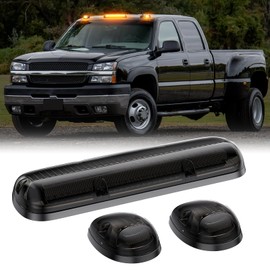 SHINEFIT LED Cab Roof Lights Replacement for 2000-2007 Silverado Sierra 1500 2500 3500 HD Smoked Top Cab Clearance Lights for Silverado Sierra