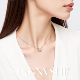 925 Sterling Silver Four Heart Pendant Necklace for Women, Dainty Lucky Clover Necklace with 5A Cubic Zirconia, Hypoallergenic Jewelry Gifts for Her, Birthday, Anniversary