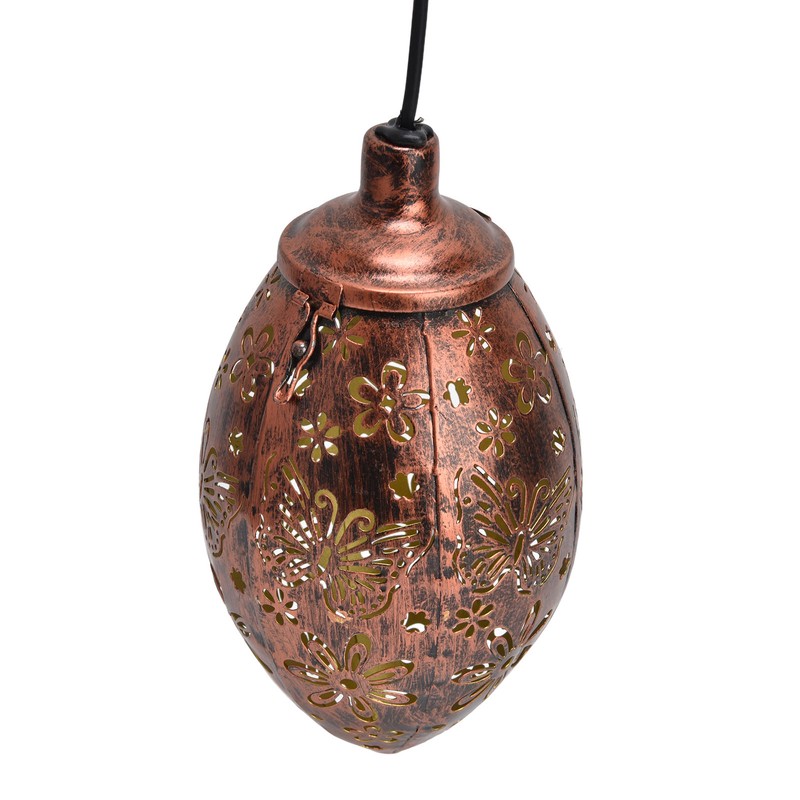 Iron Hollow Water Drop Lamp Solar LED Lantern Garland Garden