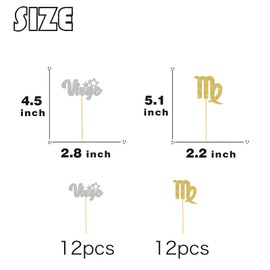 ShuanQ Virgo Cupcake Toppers - Zodiac Cupcake Decor for Virgo Birthday Baby Shower Party Decoration - Big Virgo Energy, Virgo Queen Birthday Sign