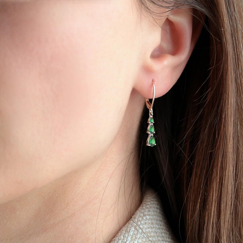Starchenie Teardrop Dangle Earrings Sterling Silver Leverback Earrings Emerald Jewelry