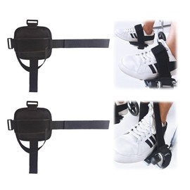 Elderly Wheelchair Fix Foot Holder for Handicapped & Disabled - Non Slip Footplate Shoe Positioning Strap Protective Assist Belt, 2PCS (Black)