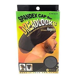 King.J Regular Size Unisex Spandex Cap For Dreadlocks, Black, 1 Count