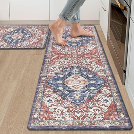 Ileading - Juego de 2 alfombras de cocina antifatiga, antideslizantes, antideslizantes, cómodas, para cocina, oficina, fregadero, lavandería