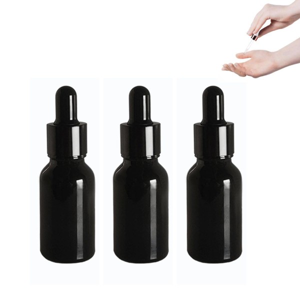 Pokapokaya Eyedropper Bottle, Light Filtering Bottle, Essential Oil, Aroma Oil, Aroma Bottle, Oil, Small Size, Black, 0.7 fl oz (20 ml)