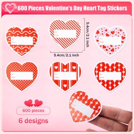 MixTeach 600Pcs Heart Tag Stickers 2 Inch Heart-Shaped Sticky Notes Pink Red to & from Present Name Tag Self-Adhesive Stickers Labels for Envelopes Seal Cards Wedding Birthdays Party Favors