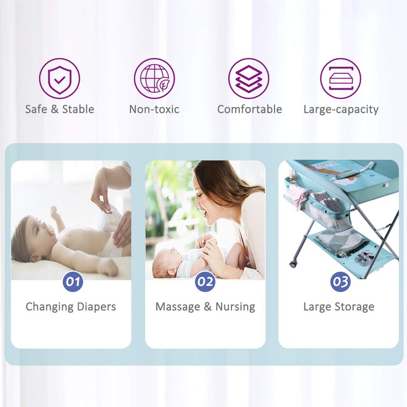 EGREE Baby Changing Table Portable Folding Diaper Changing Station with
