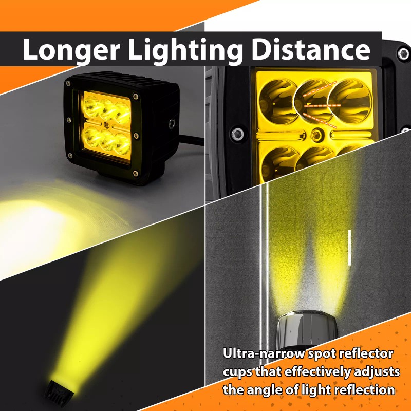 WEISEN 3'' 48W Amber LED Pod Ditch Light Mount Wire