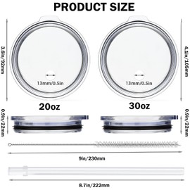 20 oz Spill Proof Lid With Straw,Replacement Straw Lids Compatible for YETI Rambler 16 oz Pint, 20 oz Tumbler, 24 oz Mug, 25 oz Straw Mug, BPA Free and Shatter-proof Travel Straw Top Lids Cover
