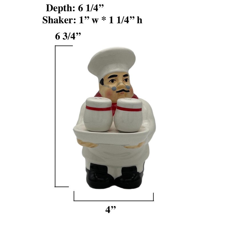 ACK White Chef Hand Painted Ceramic Refillable Salt and Pepper