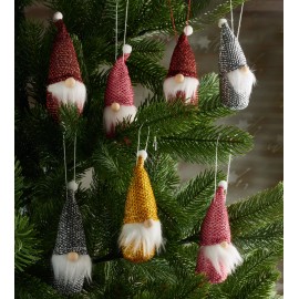 BRUBAKER 8-Piece Set Wooden and Knitted Christmas Gnomes - Tree Ornaments