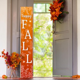 TOMPOP Fall Wooden Porch Sign 47.2" Happy Fall Autumn Leaf welcome sign for front Porch, Vertical Standing Outdoor Porch Decor for Home Front Door Yard Farmhouse Hanging Fall Decoration