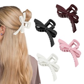 CURASA Bow Clips for Women Large Bow Claw Clips Non Slip Cute Claw Clip Bows Girls Hair Accessories for Thick Thin Hair（4 COLORS）