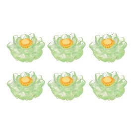 CoCud Mini Resin Flower, 0.94" Diameter, Miniature Tiny Lotus Dollhouse Transparent Green - (Applications: for Fairy Garden Dollhouse Decorations Party Favors Micro Landscaping) 6-Pieces