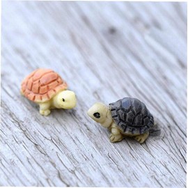 Clockjuan 2 Pcs Miniatures Tortoise Figurines Home Desktop Succulents Micro Landscape Decoration Model Fairy Garden Ornaments Outdoor Statues Garden Sculptures