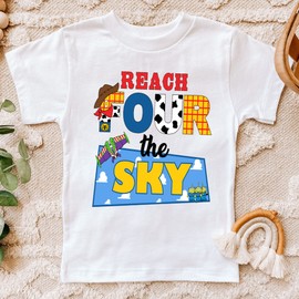 Reach Four the Sky Birthday Shirt Toddler Boy Girl Fourth birthday shirt Handmade 4 Cowboy birthday shirt Cute birthday outfit (4T)