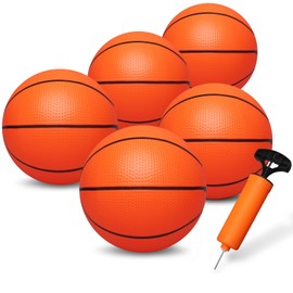 8'' Mini Orange Basketballs for Mini Basketball Hoop, 22CM Soft Rubber Balls Fun Sports for Indoor Outdoor Playground Pool Beach, Replaceable Balls for Kids Adults(5PCS)