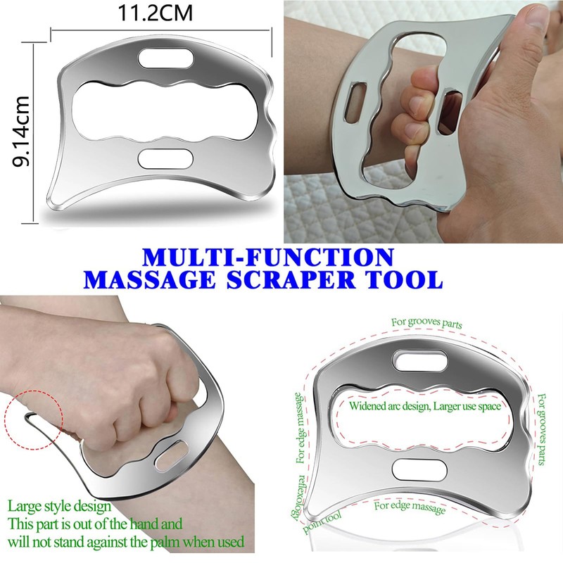 Robulove 4 in 1 Muscle Scraper Tool Set, Stainless Steel